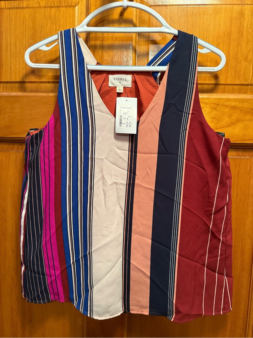 Everly Multicolor Striped V-Neck Sleeveless Top